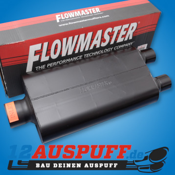 Flowmaster Delta Flow 50 Auspufftopf 1x 3 Zoll Eingang 2x 2 1/4 Zoll Ausgang mittig